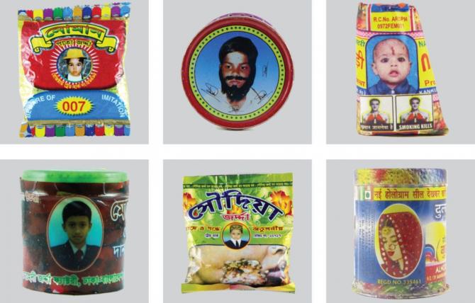Bidi packaging with faces on them